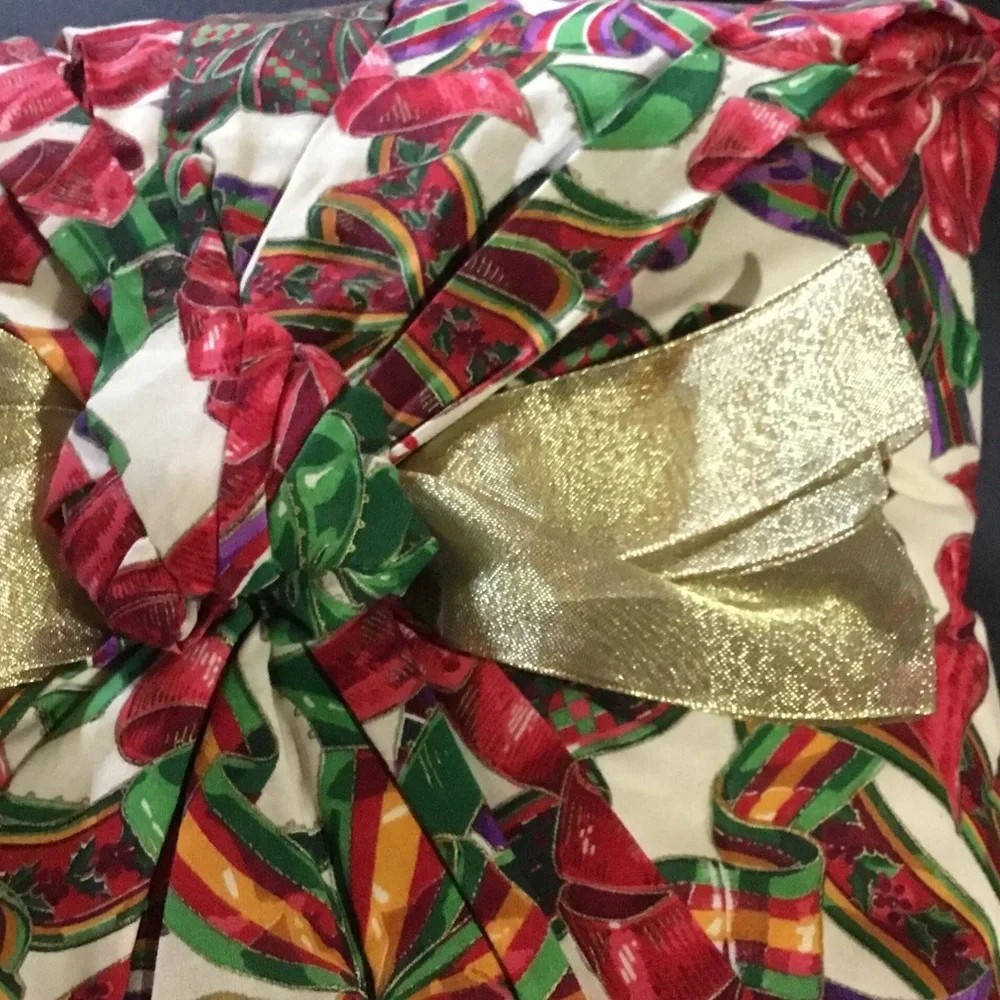 Colorful Gift Wrap with Gold Bow